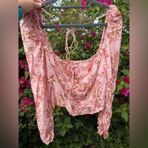 *NWOT* Free People Hillary Pink Floral Printed Top Size M